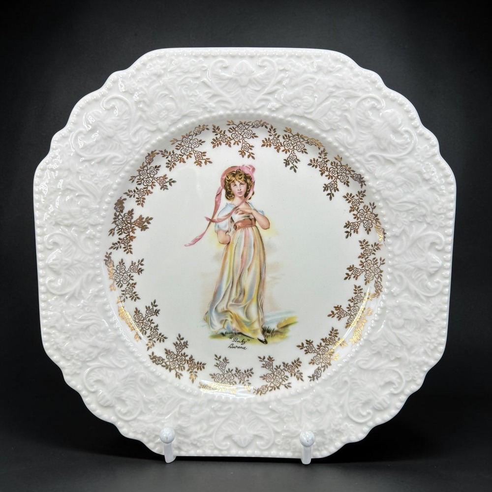 Lord Nelson Pottery England Pinkie Lawrence Decorative Plate Gold Floral 8in